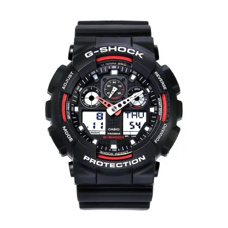 卡西歐G-Shock GA-100-1A4（黑色配紅色）